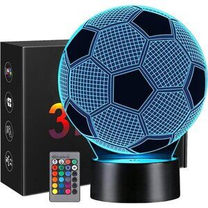Soccer Gifts for Kids Night Light, Linakx Dimmable LED NightLight, 3D Optical